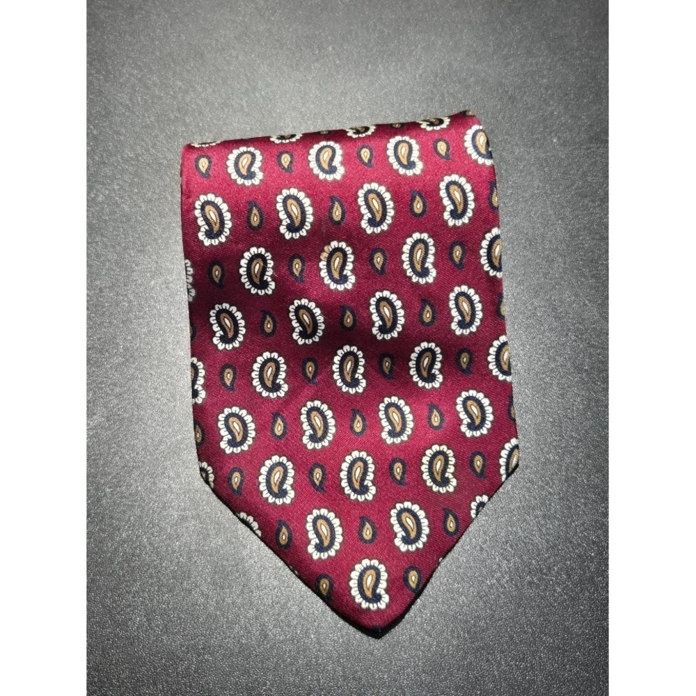 Sheaf&Caber Maroon Paisley Patterned 100% Silk Tie Made in Italy